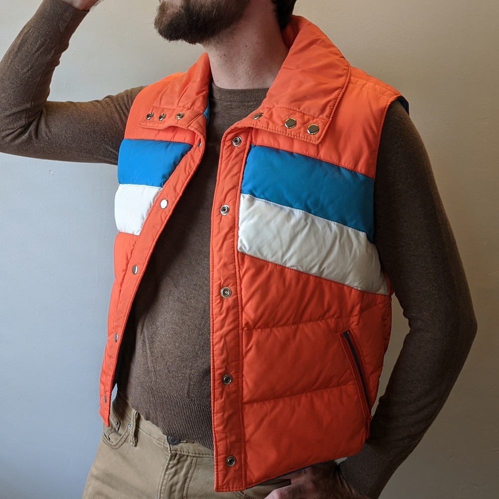 Vintage orange puffer vest
